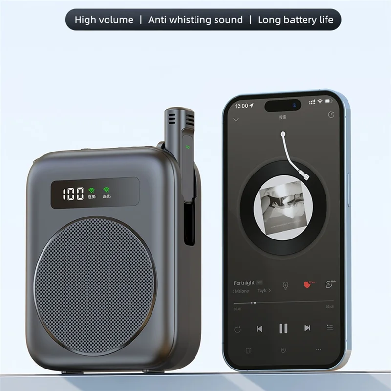M10 Amplificatore audio wireless compatibile con Bluetooth Altoparlante con doppio microfono a revers per insegnamento, riunioni e performance - Bianco