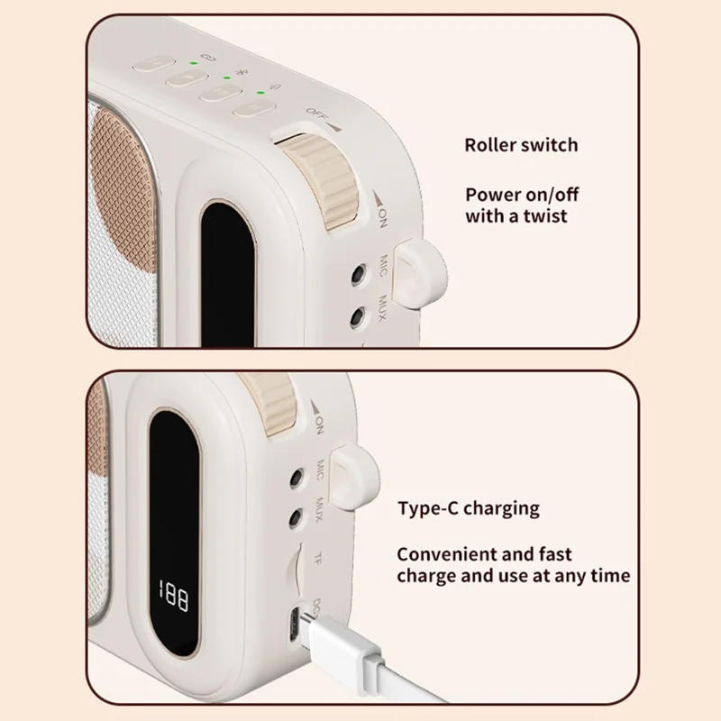 WK-01 Microfono Lavalier Wireless Bluetooth Altoparlante Amplificatore Audio per Insegnanti Riunioni Spettacoli - Bianco