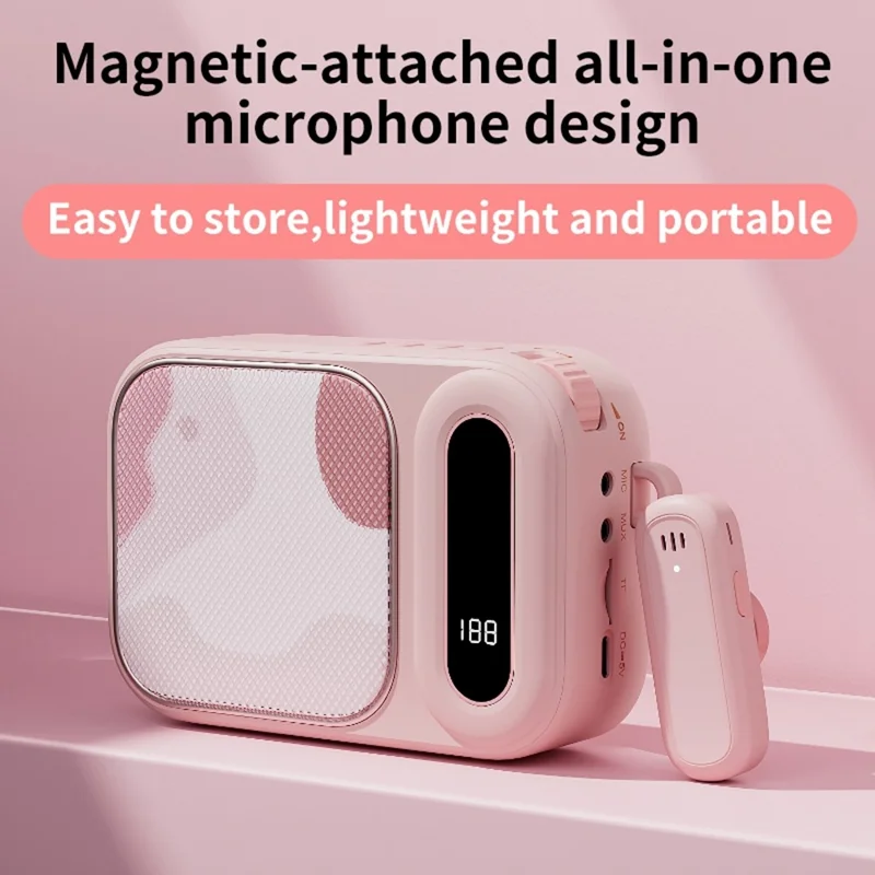 WK-01 Microfono Lavalier Wireless Bluetooth Altoparlante Amplificatore Audio per Insegnanti Riunioni Spettacoli - Bianco