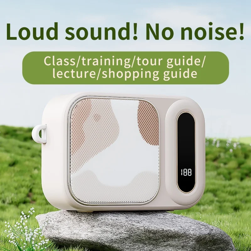 WK-01 Microfono Lavalier Wireless Bluetooth Altoparlante Amplificatore Audio per Insegnanti Riunioni Spettacoli - Bianco