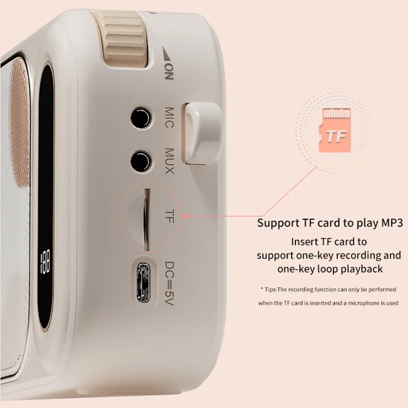 WK-01 Microfono Lavalier Wireless Bluetooth Altoparlante Amplificatore Audio per Insegnanti Riunioni Spettacoli - Bianco