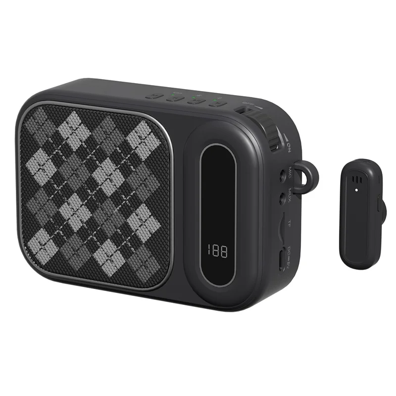 Microphone Lavalier sans fil WK-01 compatible Bluetooth avec Amplificateur de Son pour Enseignants, Réunions et Performances - Noir