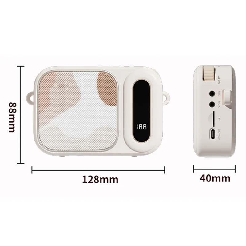 Microphone Lavalier sans fil WK-01 compatible Bluetooth avec Amplificateur de Son pour Enseignants, Réunions et Performances - Noir