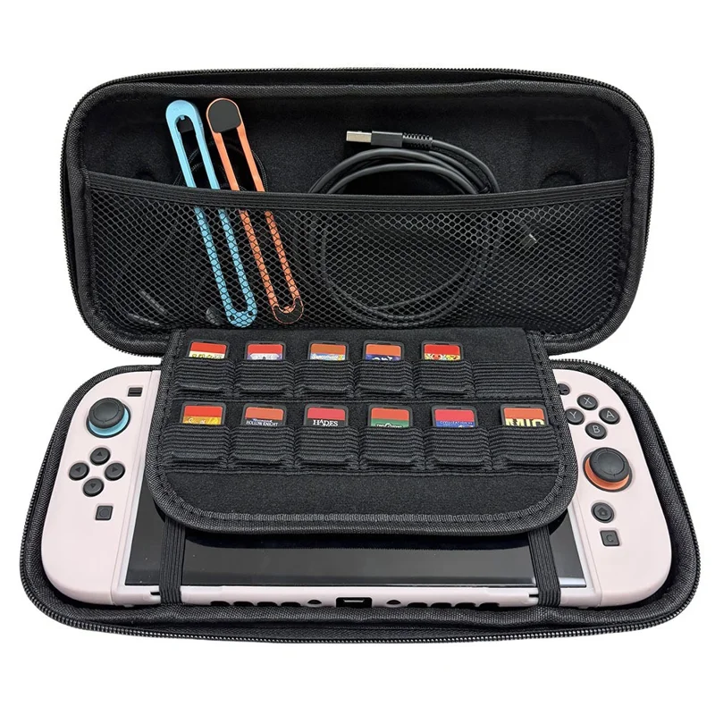 Estojo de Transporte para Nintendo Switch 2 - Case Rígido em EVA com Amarras para Cabos, Capas para Polegar e Conjunto de Acessórios