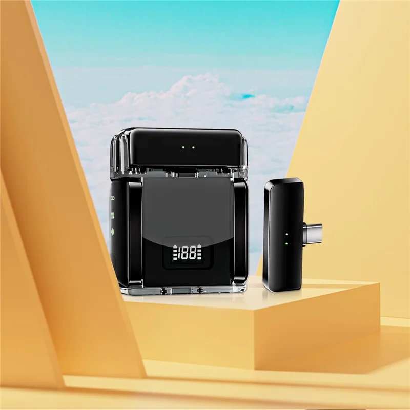 S51 Wireless Lavalier Microphone with Digital Display Charging Case AI Noise Reduction Clip On Mic, 2 Mic + 2 Receiver