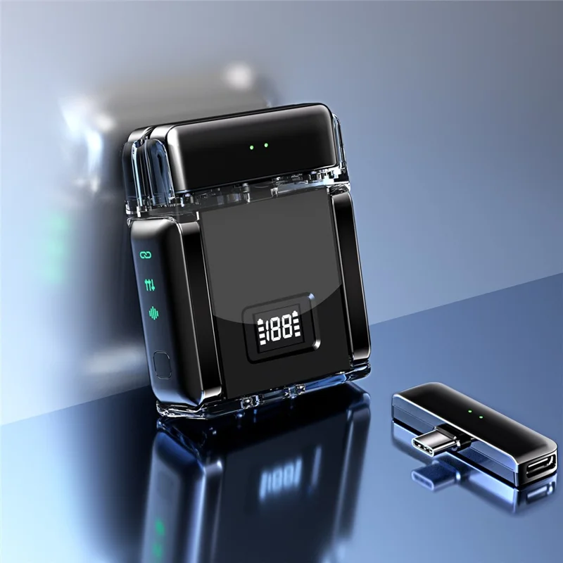 S51 Wireless Lavalier Microphone with Digital Display Charging Case AI Noise Reduction Clip On Mic, 2 Mic + 2 Receiver