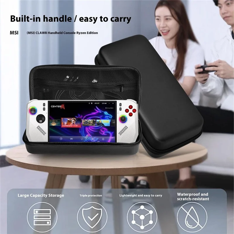 For MSI Claw A8 BZ2EM with Ryzen Z2 Extreme Gaming Console Storage Bag Hard EVA Carrying Case