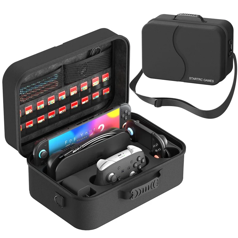 STARTRC GAMES Dla Nintendo Switch 2 Wersja ulepszona 2.0 Etui do przechowywania z 18 gniazdami na karty do gier Przenośna torba podróżna - Czarny