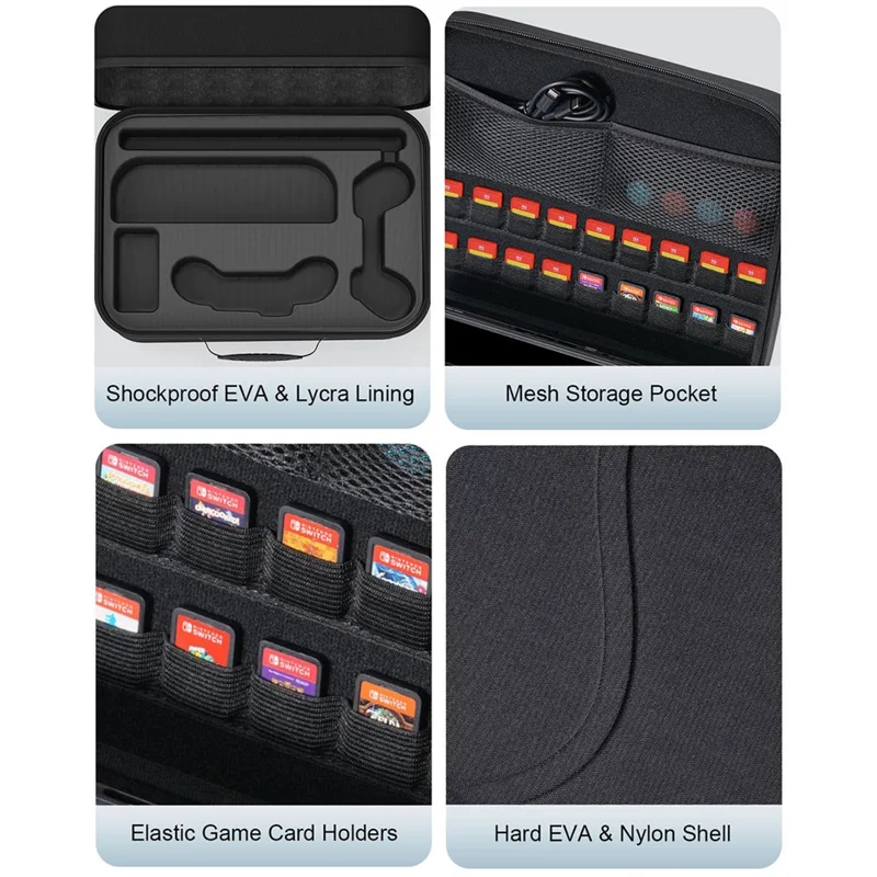 STARTRC GAMES Dla Nintendo Switch 2 Wersja ulepszona 2.0 Etui do przechowywania z 18 gniazdami na karty do gier Przenośna torba podróżna - Czarny