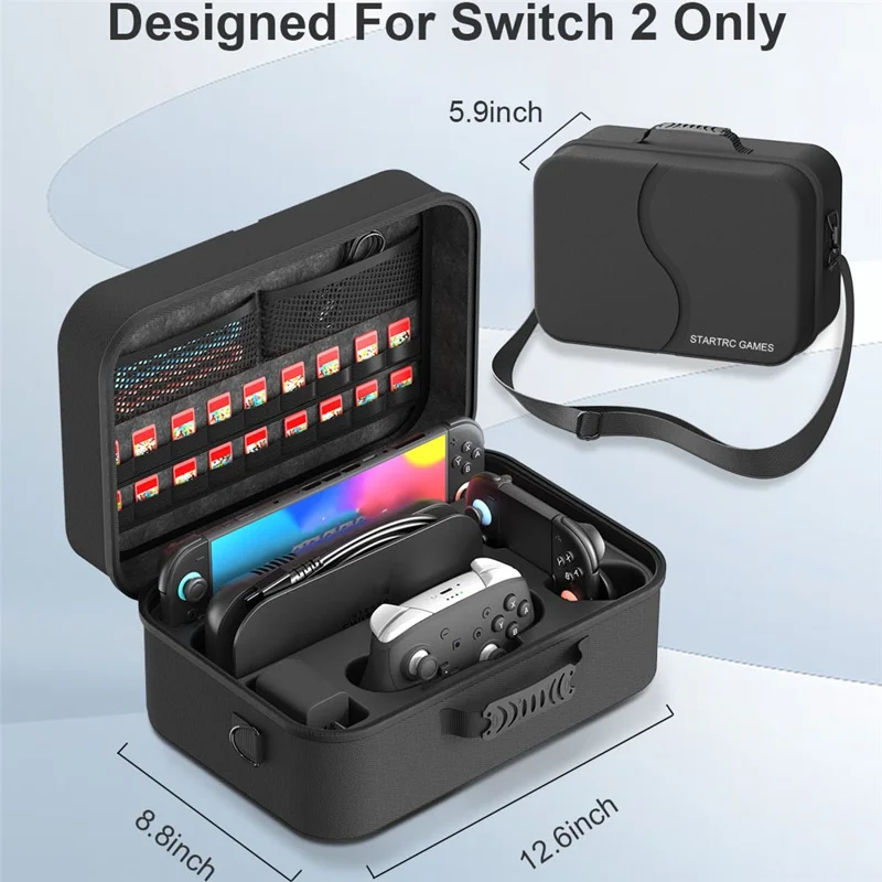 STARTRC GAMES Dla Nintendo Switch 2 Wersja ulepszona 2.0 Etui do przechowywania z 18 gniazdami na karty do gier Przenośna torba podróżna - Czarny