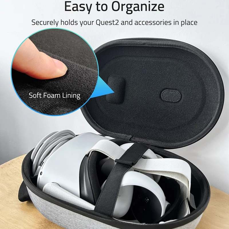 SYNTECH Size S Storage Case for Meta Quest 3S  /  Quest 3  /  Quest 2 VR Headset EVA Hard Shell Carrying Bag - Grey