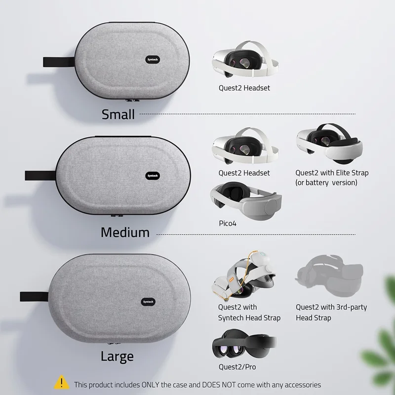 SYNTECH Size S Storage Case for Meta Quest 3S  /  Quest 3  /  Quest 2 VR Headset EVA Hard Shell Carrying Bag - Grey