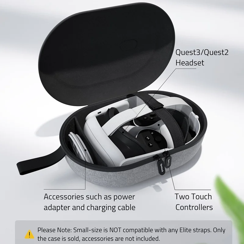 SYNTECH Size S Storage Case for Meta Quest 3S  /  Quest 3  /  Quest 2 VR Headset EVA Hard Shell Carrying Bag - Grey