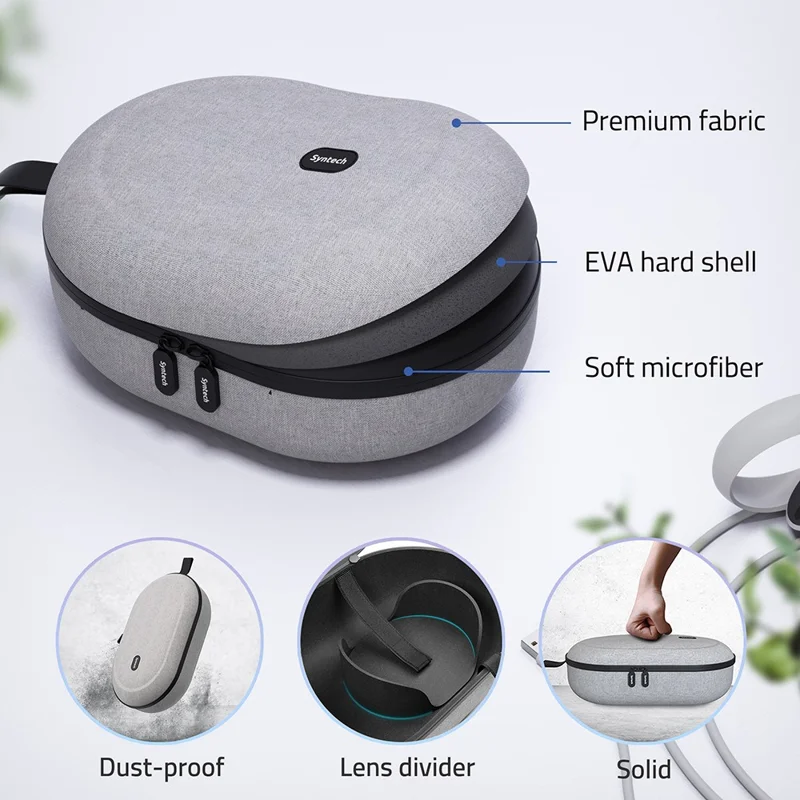 SYNTECH Size S Storage Case for Meta Quest 3S  /  Quest 3  /  Quest 2 VR Headset EVA Hard Shell Carrying Bag - Grey