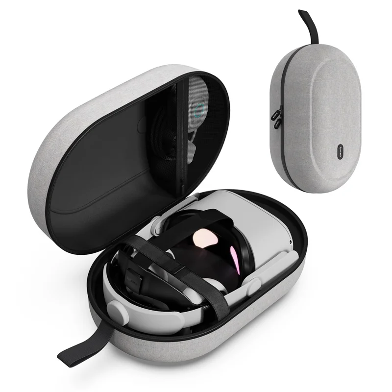 SYNTECH Size L Storage Case for Meta Quest 3S / Quest 3 / Quest 2 / Quest Pro / Pico 4 / Pico 4 Ultra VR Headset Carrying Bag - Grey