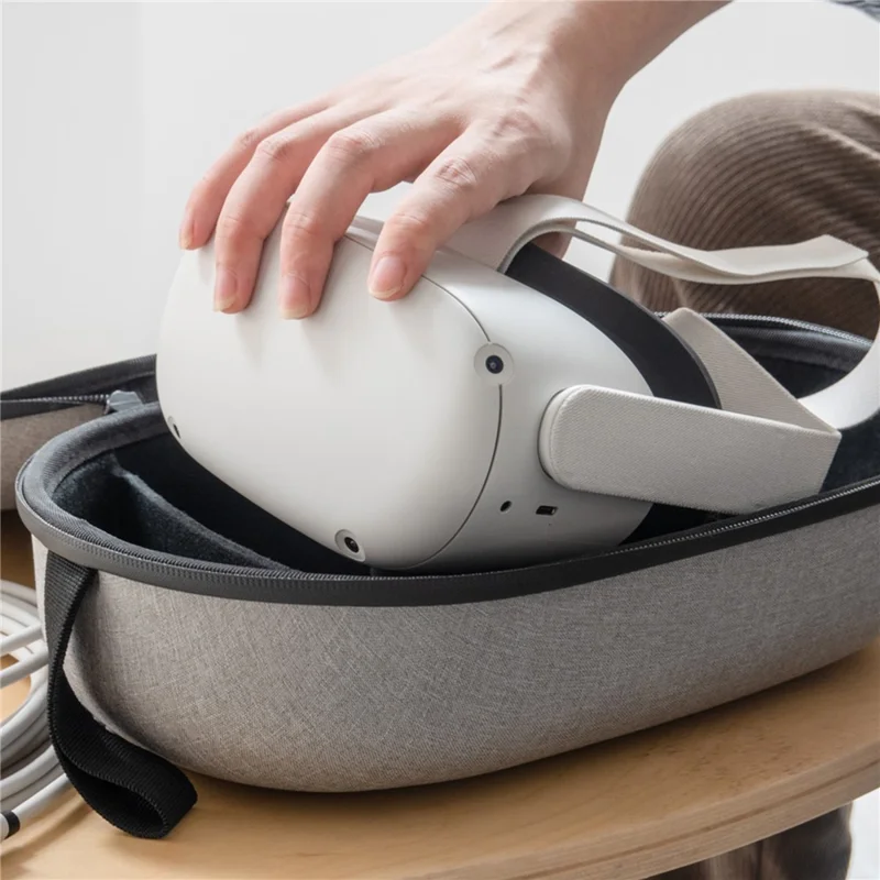 SYNTECH Size L Storage Case for Meta Quest 3S / Quest 3 / Quest 2 / Quest Pro / Pico 4 / Pico 4 Ultra VR Headset Carrying Bag - Grey