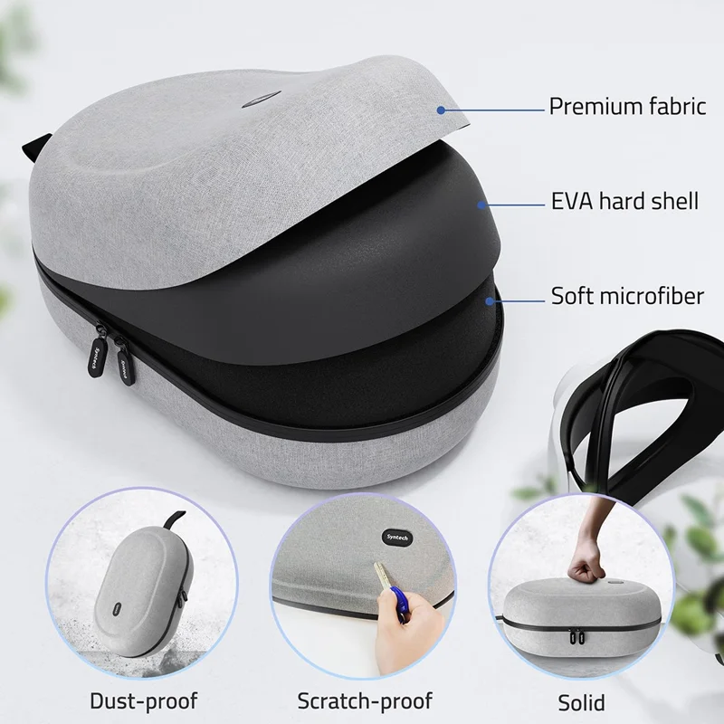 SYNTECH Size L Storage Case for Meta Quest 3S / Quest 3 / Quest 2 / Quest Pro / Pico 4 / Pico 4 Ultra VR Headset Carrying Bag - Grey