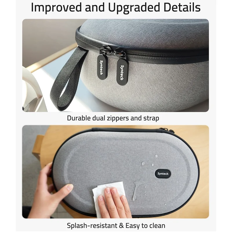 SYNTECH Size L Storage Case for Meta Quest 3S / Quest 3 / Quest 2 / Quest Pro / Pico 4 / Pico 4 Ultra VR Headset Carrying Bag - Grey