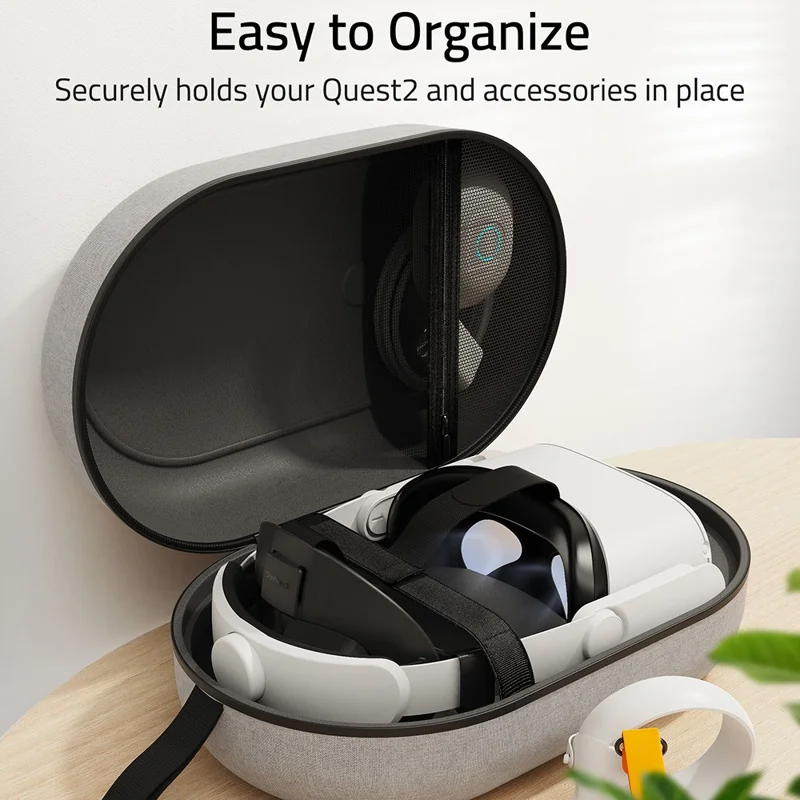 SYNTECH Size L Storage Case for Meta Quest 3S / Quest 3 / Quest 2 / Quest Pro / Pico 4 / Pico 4 Ultra VR Headset Carrying Bag - Grey