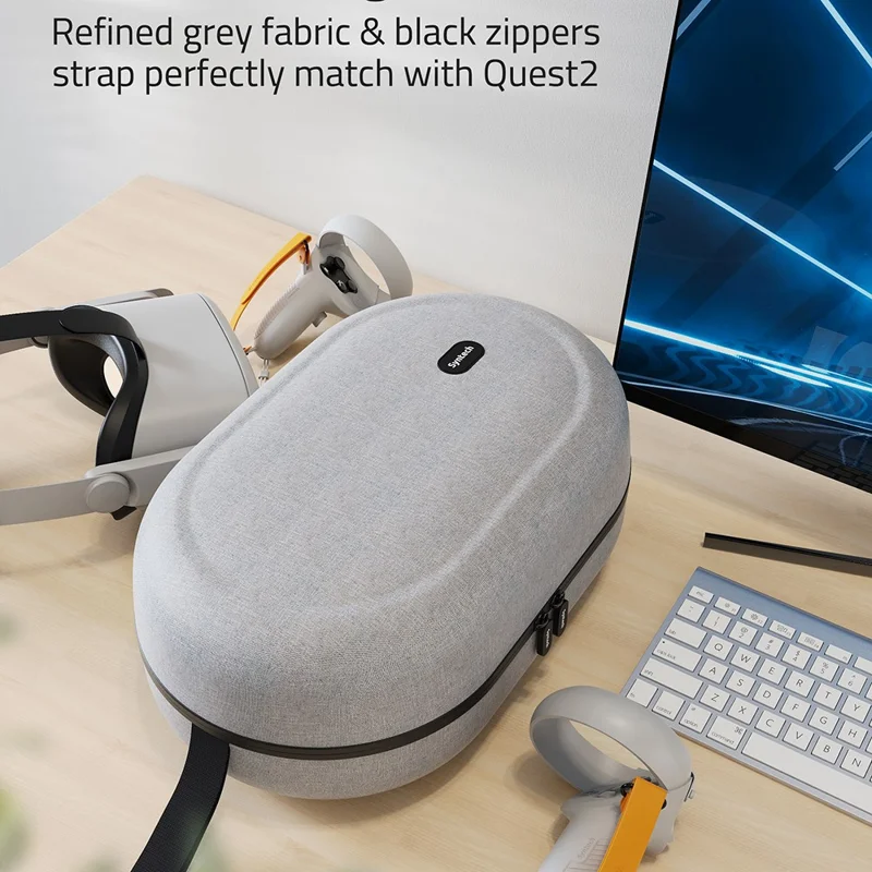 SYNTECH Size L Storage Case for Meta Quest 3S / Quest 3 / Quest 2 / Quest Pro / Pico 4 / Pico 4 Ultra VR Headset Carrying Bag - Grey
