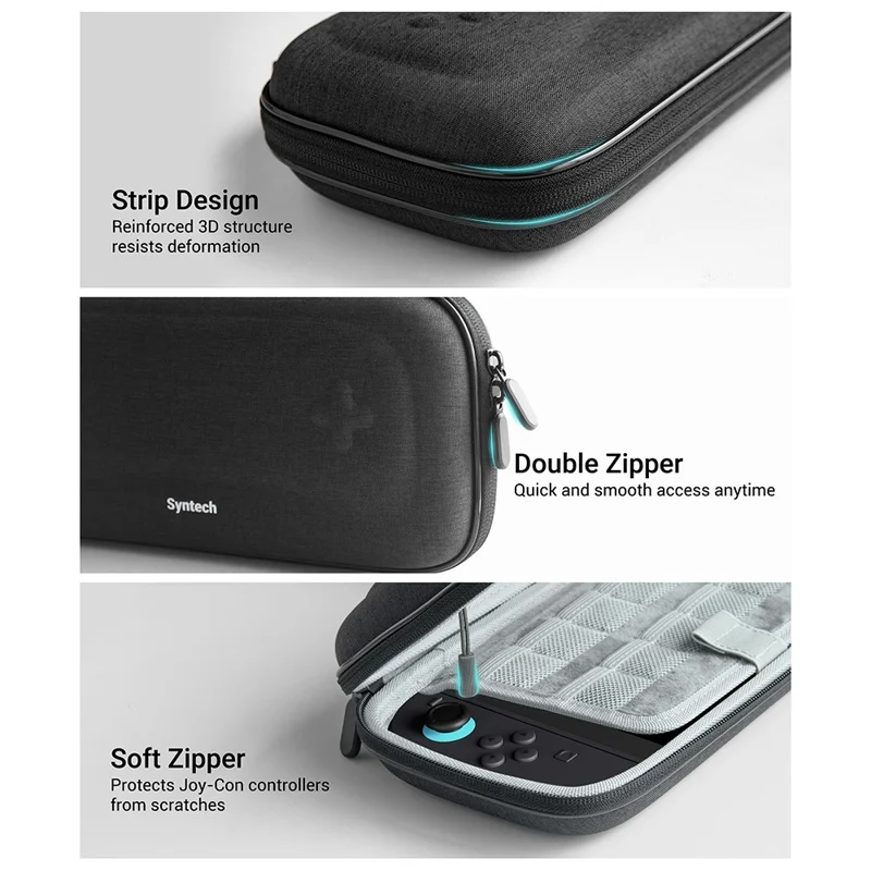 SYNTECH voor Nintendo Switch 2 draagtas spelkaartorganizer hardcover reistas - Zwart