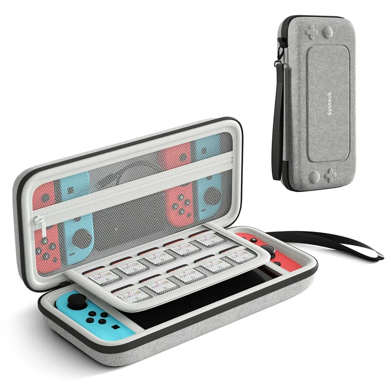 SYNTECH For Nintendo Switch  /  Switch OLED Carrying Case with 10 Game Card Slots Organizer Storage Bag - Grey