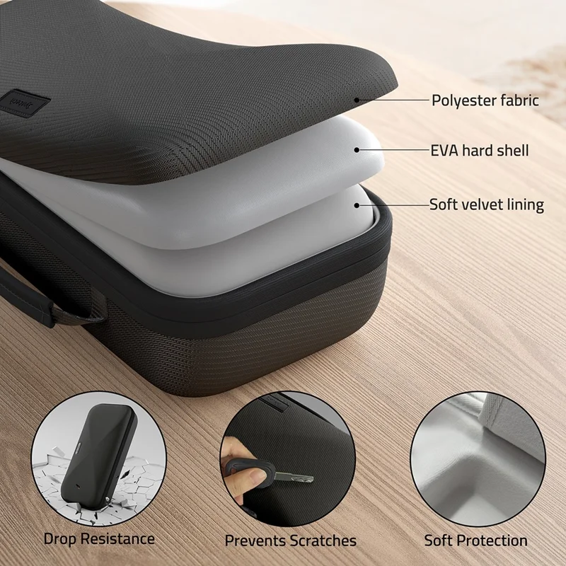 SYNTECH For ROG Ally  /  ROG Ally X Hard Carrying Case Built-in Foldable Stand Protective Storage Bag - Black