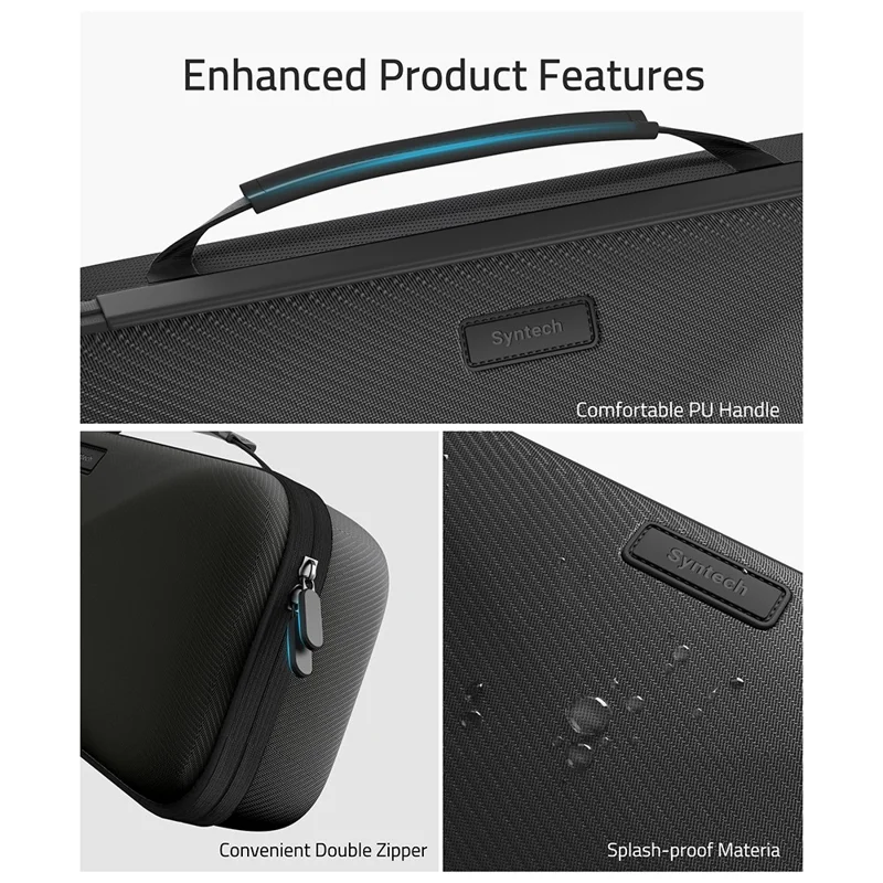 SYNTECH For ROG Ally  /  ROG Ally X Hard Carrying Case Built-in Foldable Stand Protective Storage Bag - Black