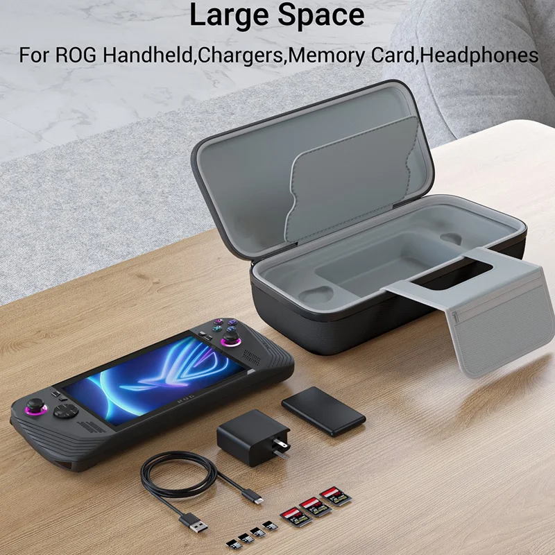 SYNTECH For ROG Ally  /  ROG Ally X Hard Carrying Case Built-in Foldable Stand Protective Storage Bag - Black