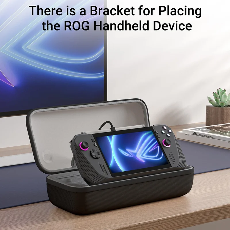 SYNTECH For ROG Ally  /  ROG Ally X Hard Carrying Case Built-in Foldable Stand Protective Storage Bag - Black