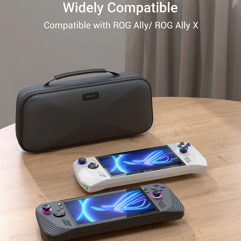 SYNTECH For ROG Ally  /  ROG Ally X Hard Carrying Case Built-in Foldable Stand Protective Storage Bag - Black