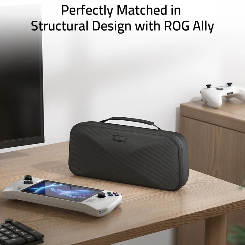 SYNTECH For ROG Ally  /  ROG Ally X Hard Carrying Case Built-in Foldable Stand Protective Storage Bag - Black