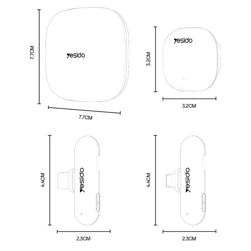 YESIDO KR20 iP Plug High Fidelity Audio Wireless Lapel Mic AI Noise Cancelling Lavalier Microphone