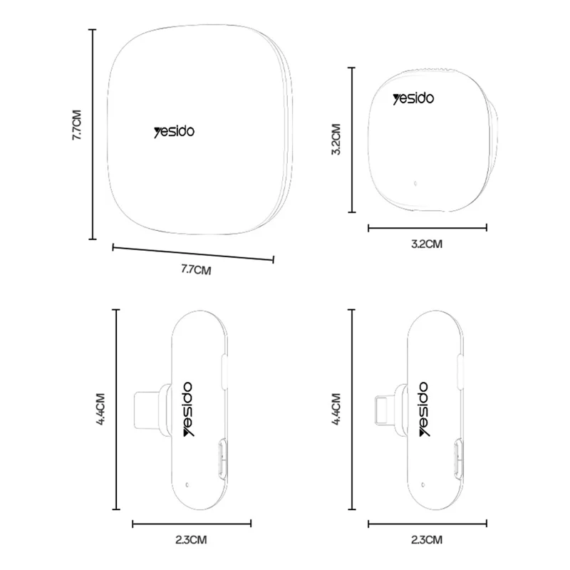 YESIDO KR21 Type C Plug AI Noise Cancelling Lavalier Microphone Low Latency Wireless Lapel  Mic