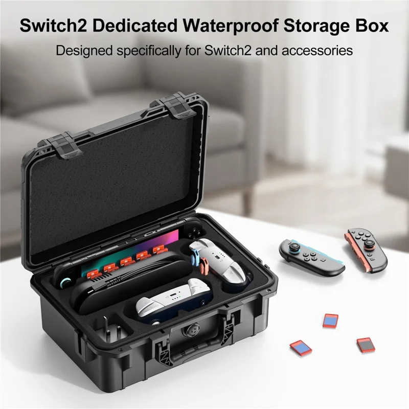 Vattentät väska för Nintendo Switch 2 ABS hårddel skyddsfodral förvaringslåda komplett tillbehörsorganizer med bärhandtag