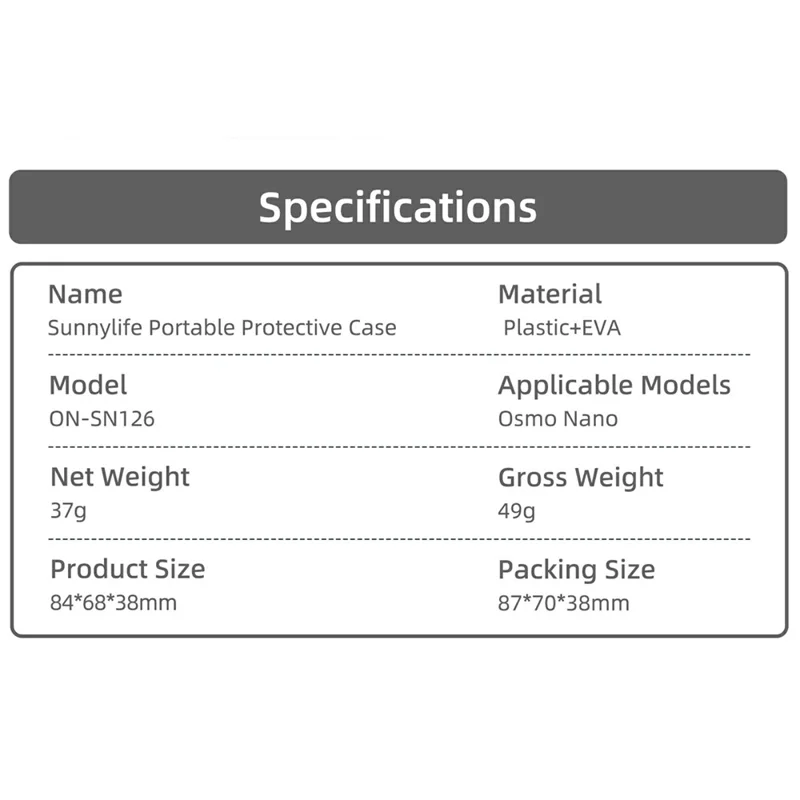 SUNNYLIFE ON-SN126 For DJI Osmo Nano Portable Storage Case Shockproof Scratch-Resistant Protective Cover Dustproof Waterproof Storage Box with Lanyard