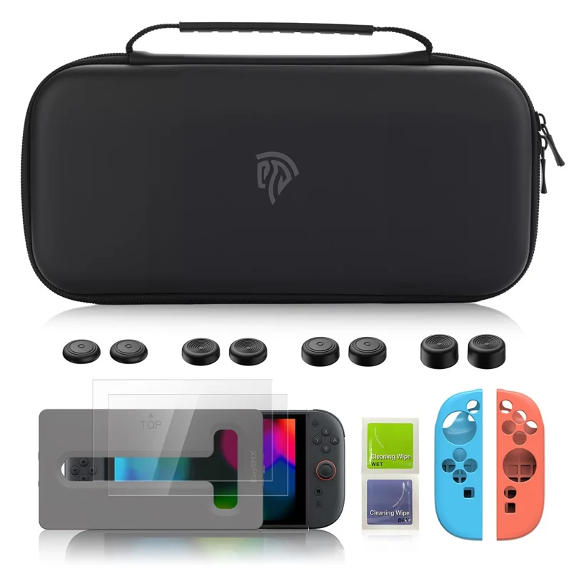 EASYSMX A04 4 in 1 For Nintendo Switch 2 Game Console Carrying Bag Screen Protector Joy-Con Cover Joystick Cap Set