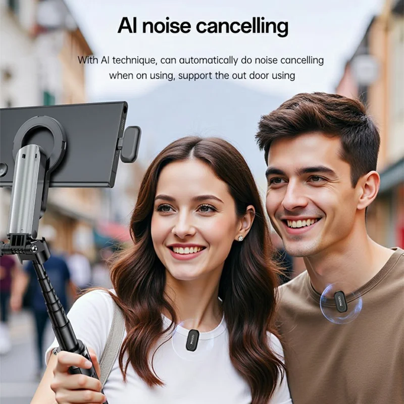 YESIDO KR23 Lavalier Microphone Set with iP Receiver AI Smart Noise Cancelling Mini Mic for Indoor / Outdoor - Black