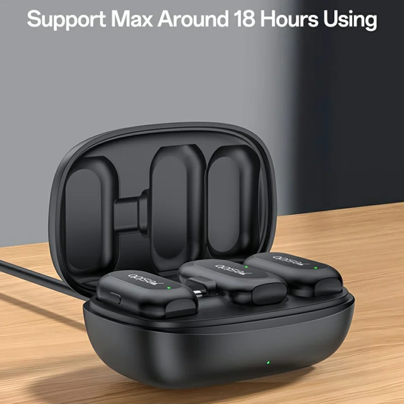 YESIDO KR23 Lavalier Microphone Set with iP Receiver AI Smart Noise Cancelling Mini Mic for Indoor / Outdoor - Black