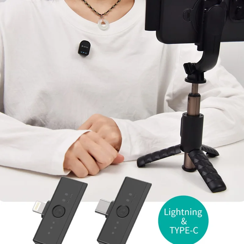 DEVIA H01 Drahtloses Mikrofon Ultra1 Geringe Latenz Magnetisches Clip-On-Mikrofon für Live-Streaming (Mini-Version) - Schwarz