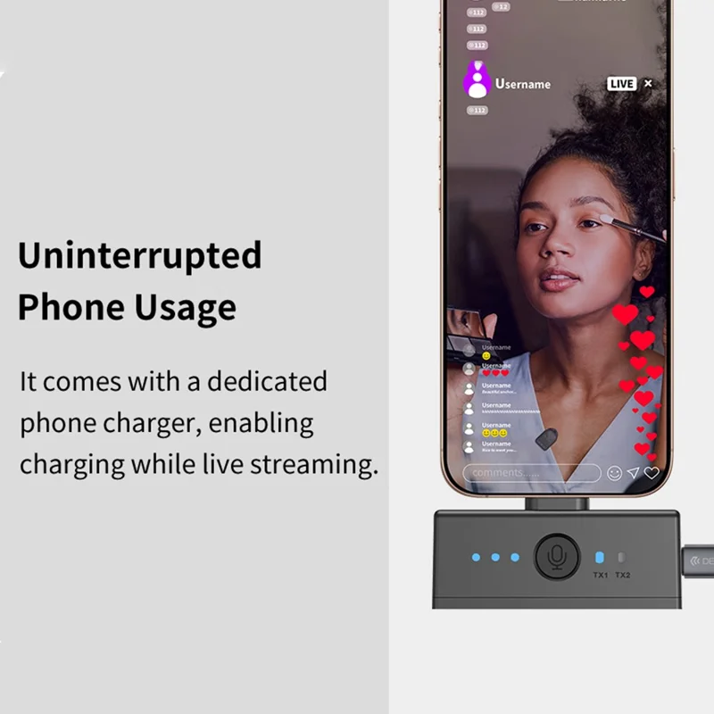 DEVIA H01 Drahtloses Mikrofon Ultra1 Geringe Latenz Magnetisches Clip-On-Mikrofon für Live-Streaming (Mini-Version) - Schwarz