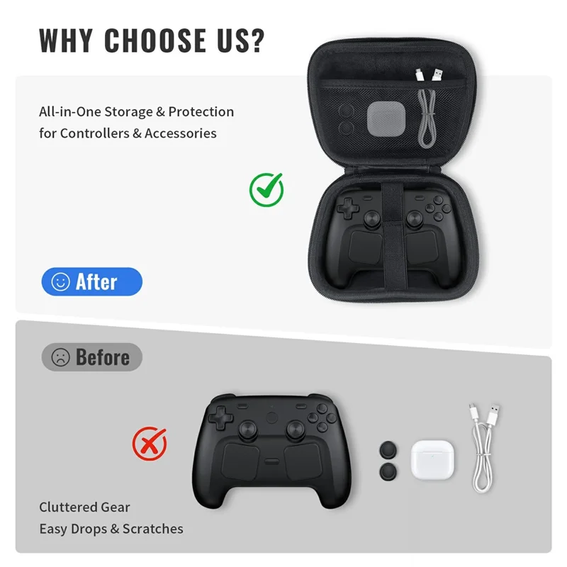 JYS SDM009 Controller Carrying Case for Steam Controller  /  Switch Pro  /  Switch 2 Pro  /  PS5  /  PS4  /  Xbox Hard EVA Travel Storage Bag - Black