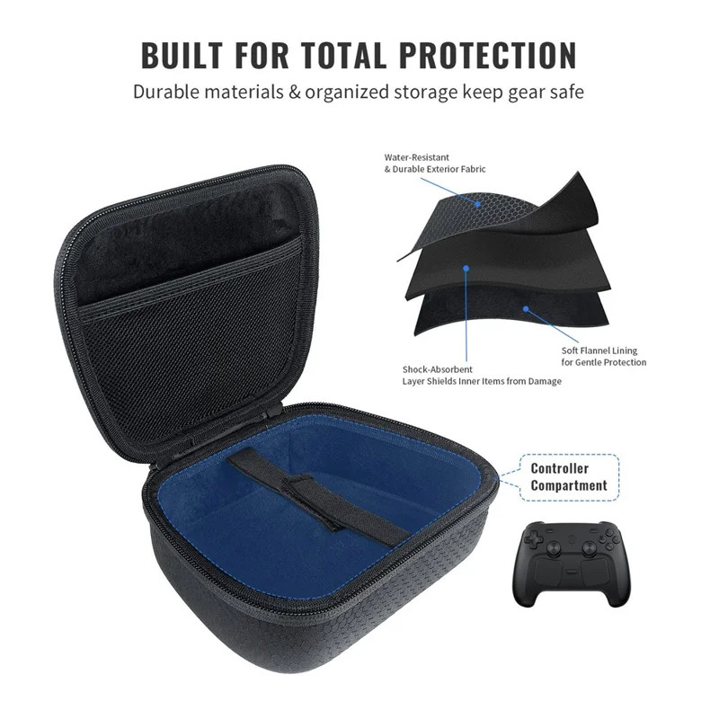 JYS SDM009 Controller Carrying Case for Steam Controller  /  Switch Pro  /  Switch 2 Pro  /  PS5  /  PS4  /  Xbox Hard EVA Travel Storage Bag - Black