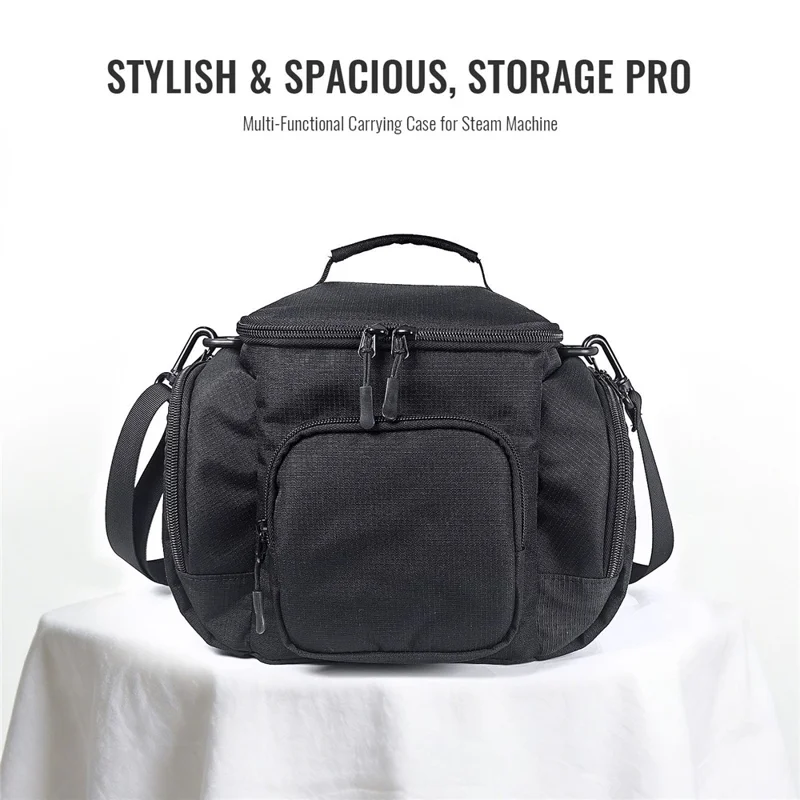 JYS SDM002 Multi-Functional Carrying Case for Steam Machine  /  Steam Deck Console Travel Storage Bag with Shoulder Strap Waterproof Protective Pouch - Black