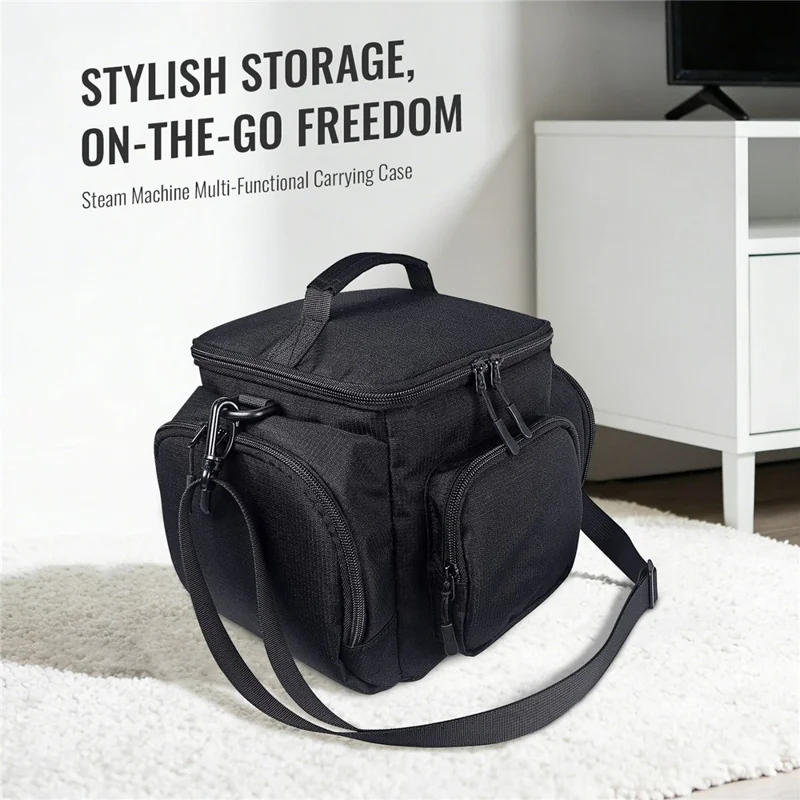 JYS SDM002 Multi-Functional Carrying Case for Steam Machine  /  Steam Deck Console Travel Storage Bag with Shoulder Strap Waterproof Protective Pouch - Black