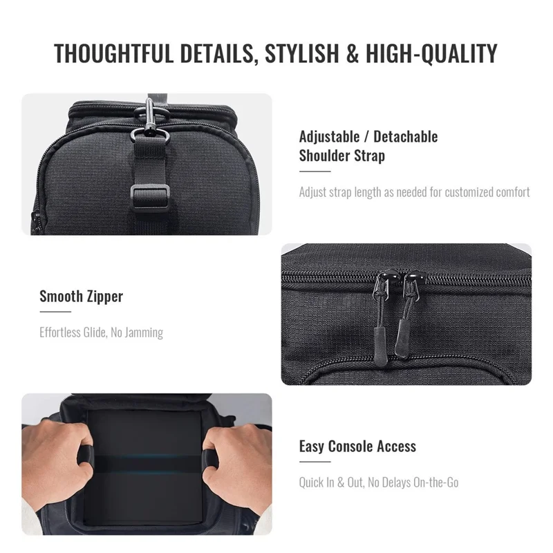 JYS SDM002 Multi-Functional Carrying Case for Steam Machine  /  Steam Deck Console Travel Storage Bag with Shoulder Strap Waterproof Protective Pouch - Black
