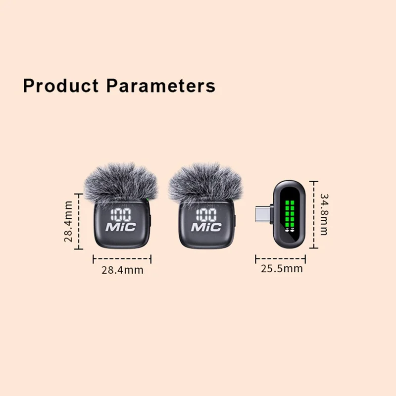 T98 Dubbele Draadloze Lavaliermicrofoonset AI Geluidsisolatie Digital Display Type-C Lavaliermicrofoon (2 Microfoons + 1 Ontvanger)
