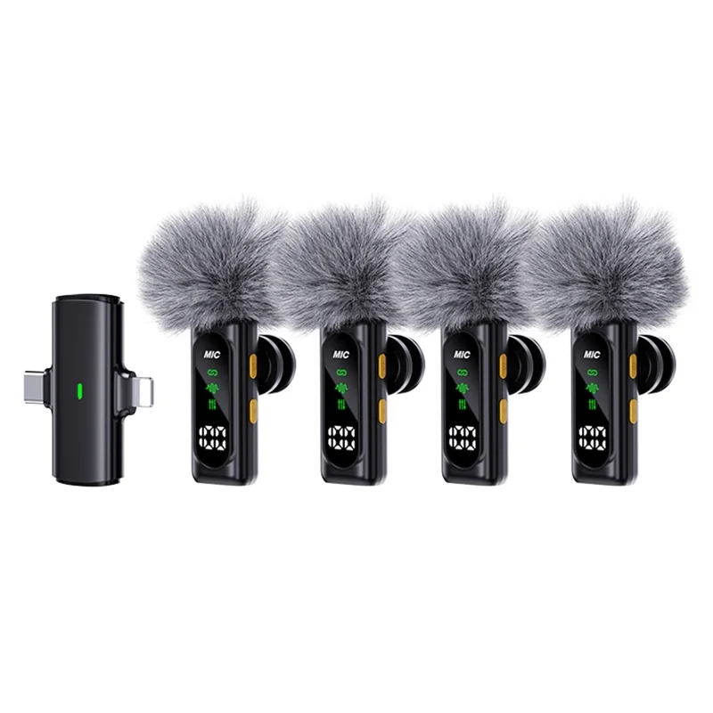 T90 Kit de Micro-cravate Sans Fil 4-en-1, Écran OLED, Réduction Active du Bruit ANC, Portée 20 m, Micro-cravate (4 Micros + 1 Récepteur)