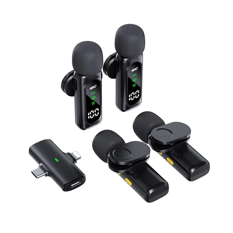 T90 Kit de Micro-cravate Sans Fil 4-en-1, Écran OLED, Réduction Active du Bruit ANC, Portée 20 m, Micro-cravate (4 Micros + 1 Récepteur)