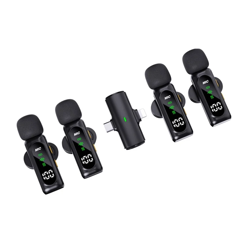 T90 Kit de Micro-cravate Sans Fil 4-en-1, Écran OLED, Réduction Active du Bruit ANC, Portée 20 m, Micro-cravate (4 Micros + 1 Récepteur)